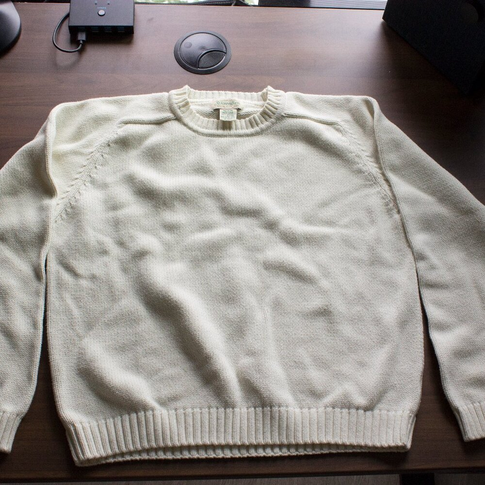 St. Johns Bay cotton knit sweater cream womans retro